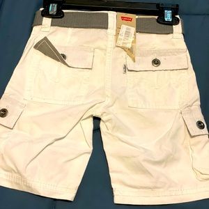 All white Levi Cargo Shorts